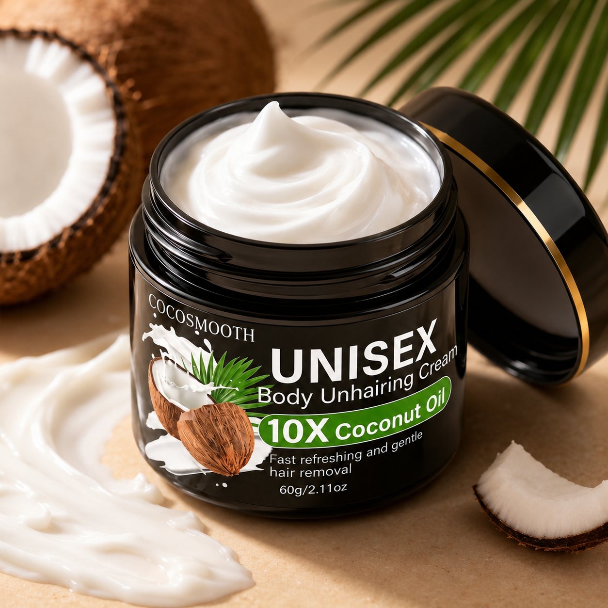 Open CocoSmooth jar with coconut cream